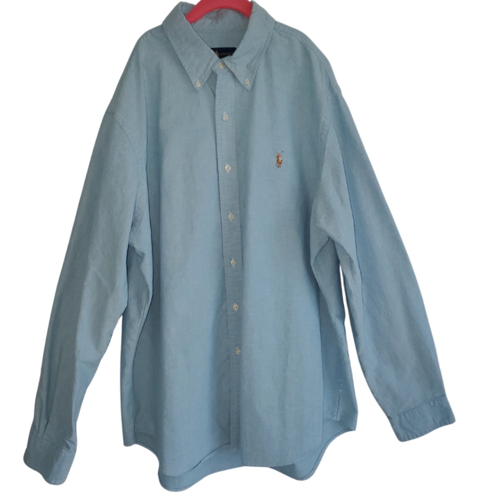 Ralph Lauren Solid Blue Button Up Dress Shirt